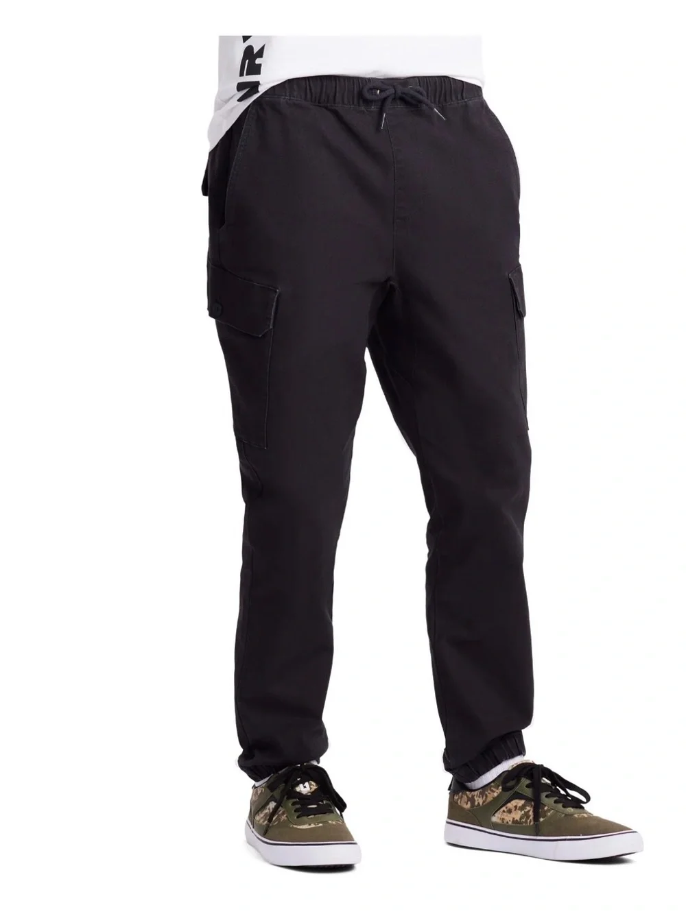 Airwalk Black Cargo Drawstring Jogger Pants Mens Stretch Utility Streetwear XL
